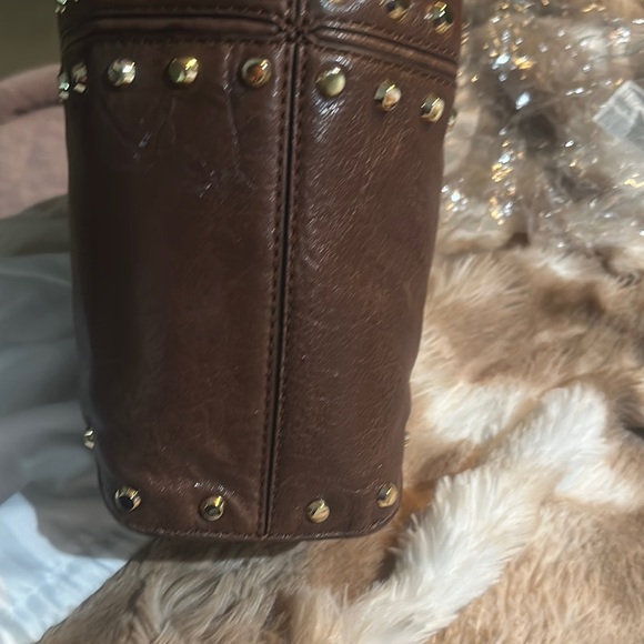 Michael Kors Brown Leather Studded Handbag - Picture 3 of 3